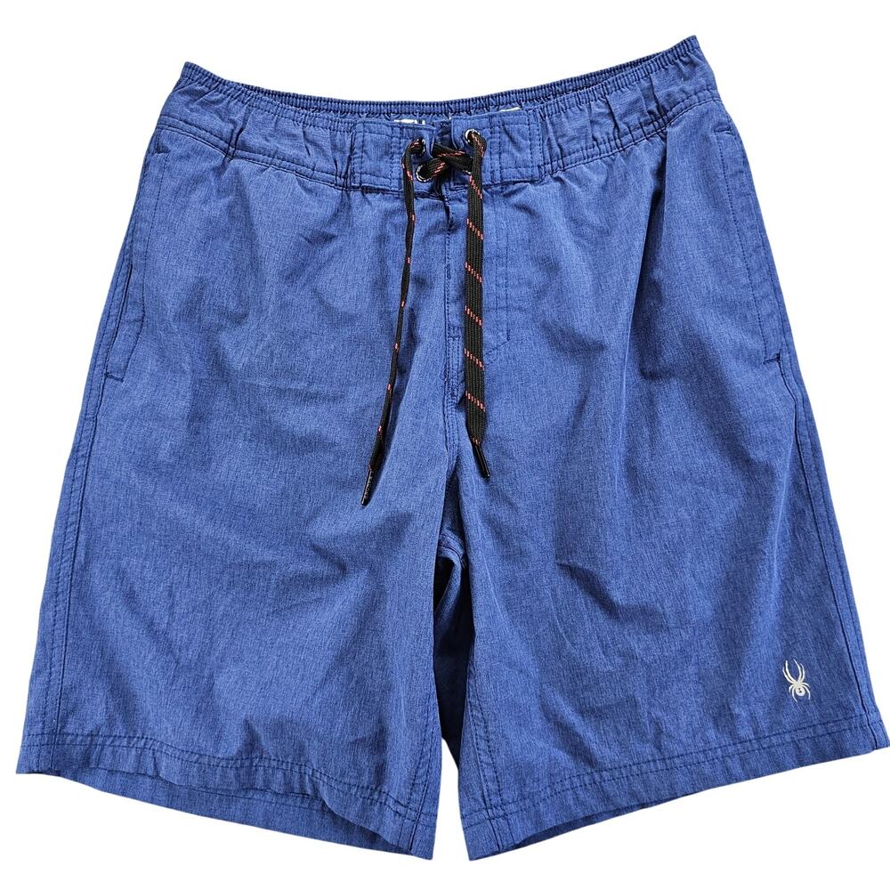 Spyder Swim Trunks Small Board Shorts Mens Blue Mesh Lining Pockets 8" Inseam